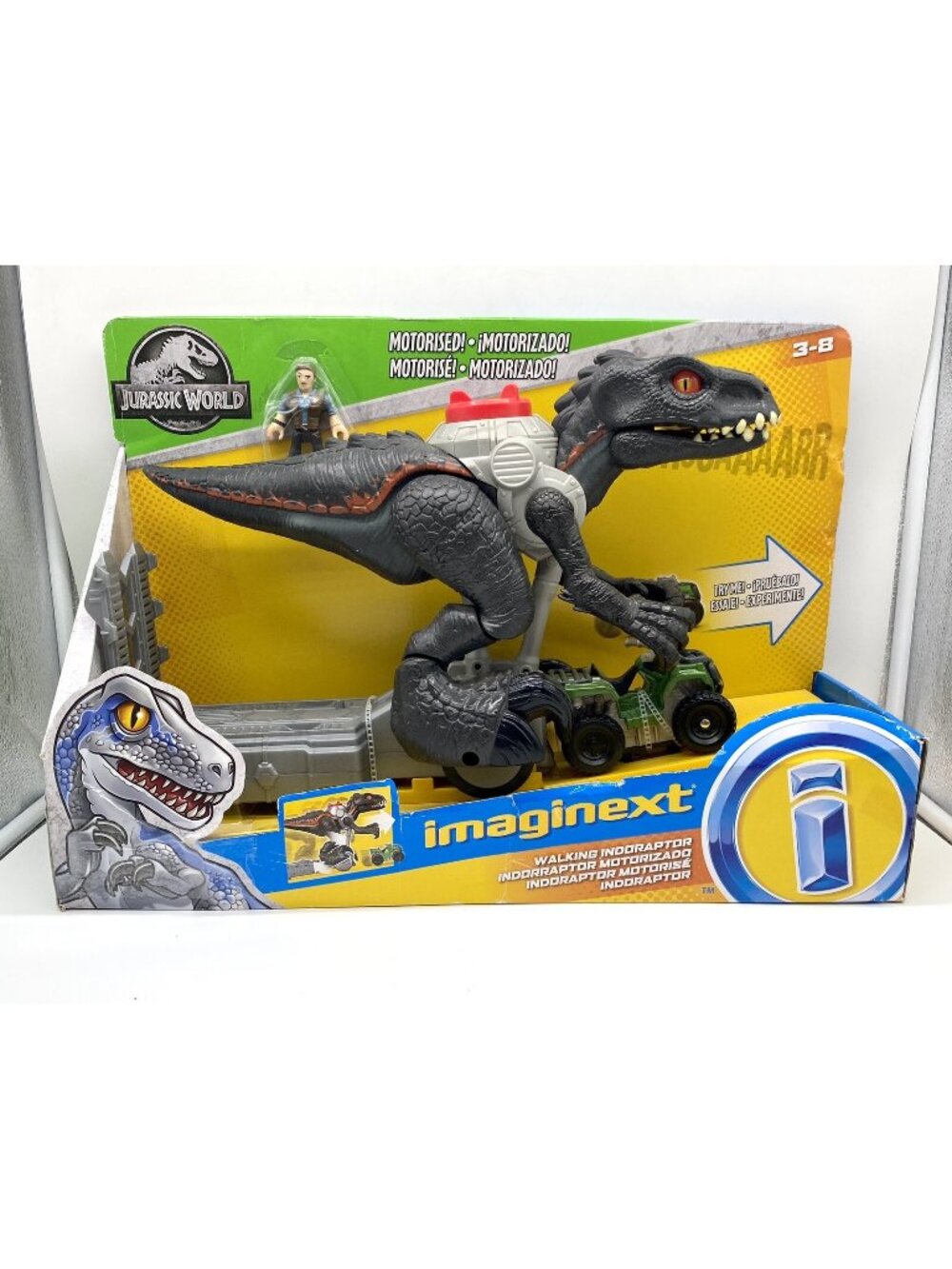 Imaginext Jurassic World Motorized Walking Indoraptor With Owen Figure & ATV NEW